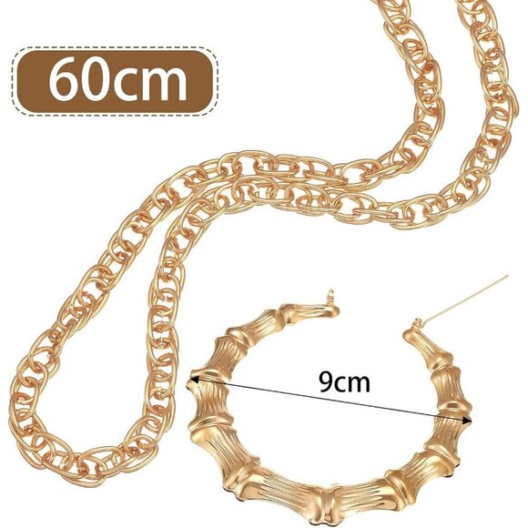 90s Accessories Set Women Men Jewelry Sunglasses Faux Gold Chain Earrings Retro main image 5